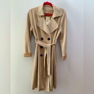Faux Suede Trench Coat